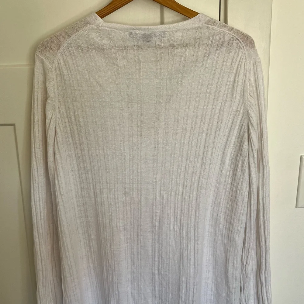 SKULL CASHMERE Allison Long Slub Linen Ribbed Duster Cardigan - Picture 7 of 10